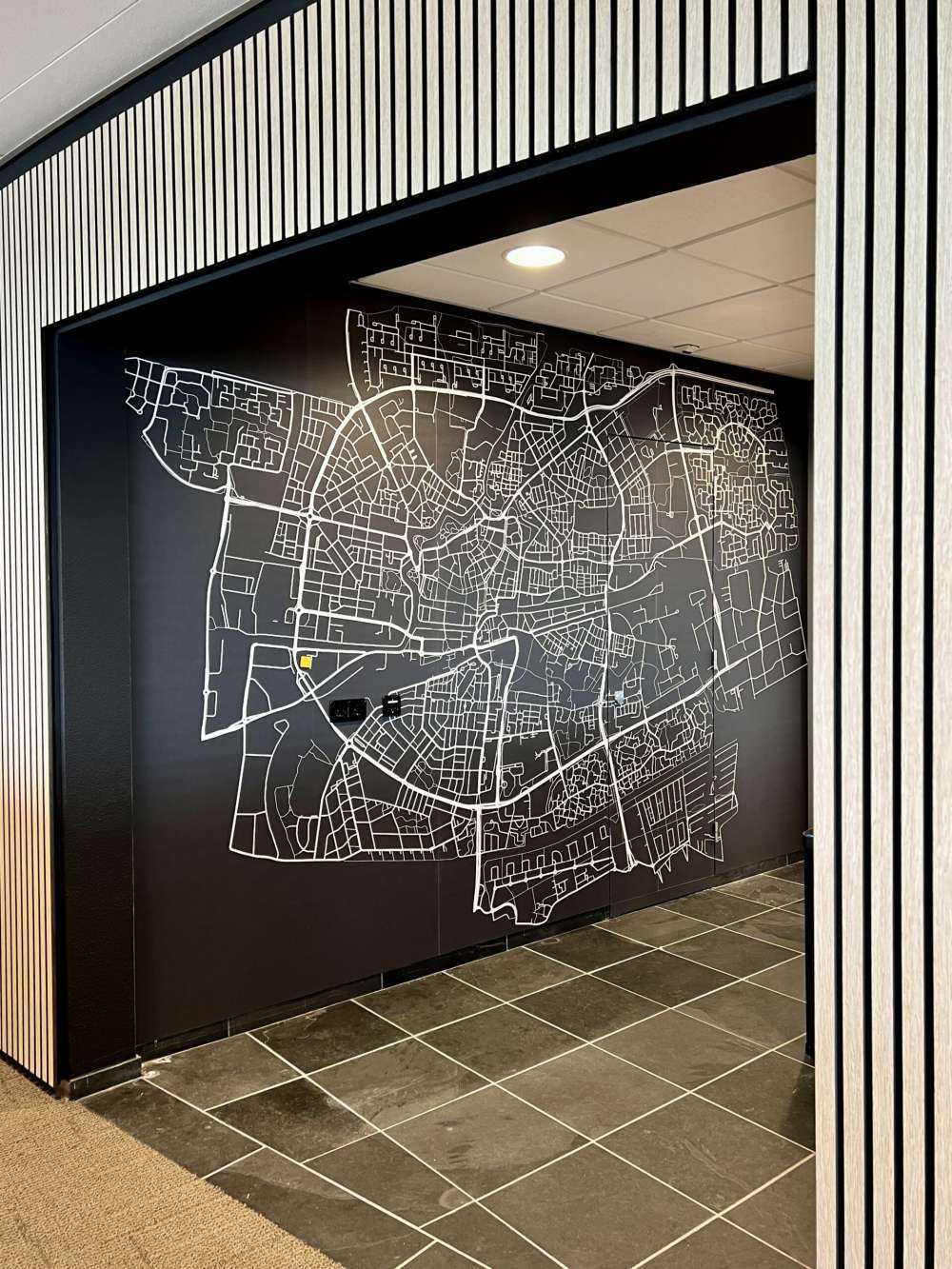 Karte von Leeuwarden, schwarz
