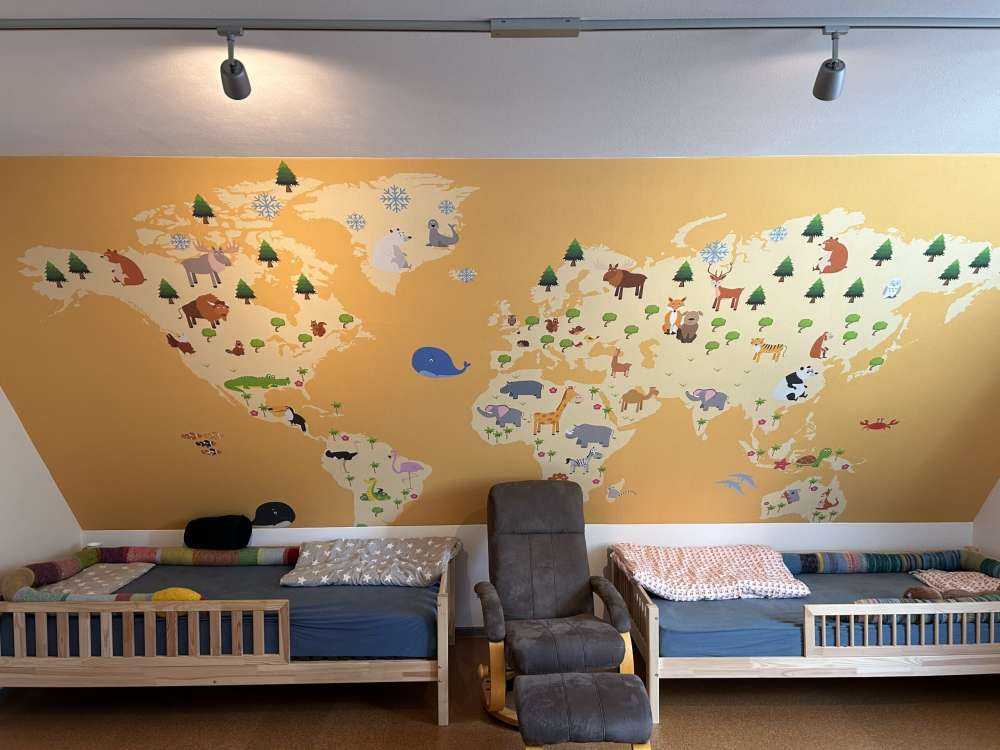 Kinder Weltkarte gelb