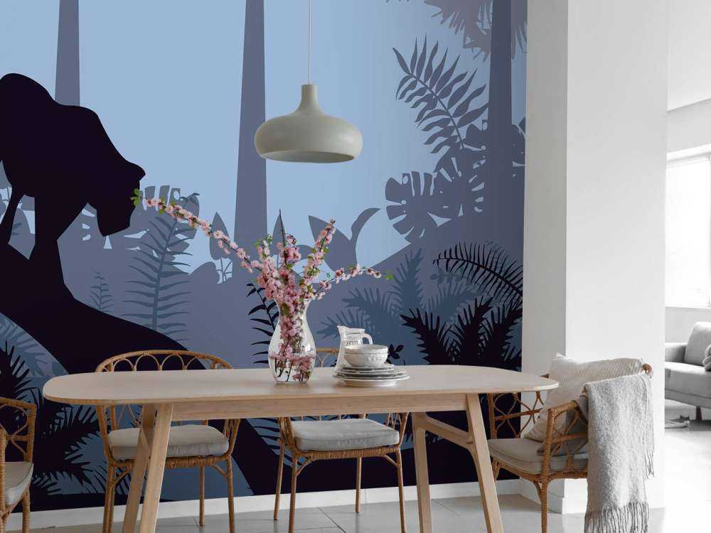 Leopard in einem blauen Dschungel