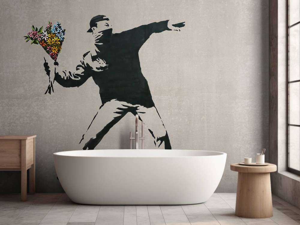 Banksy - Flower thrower, soft concrete