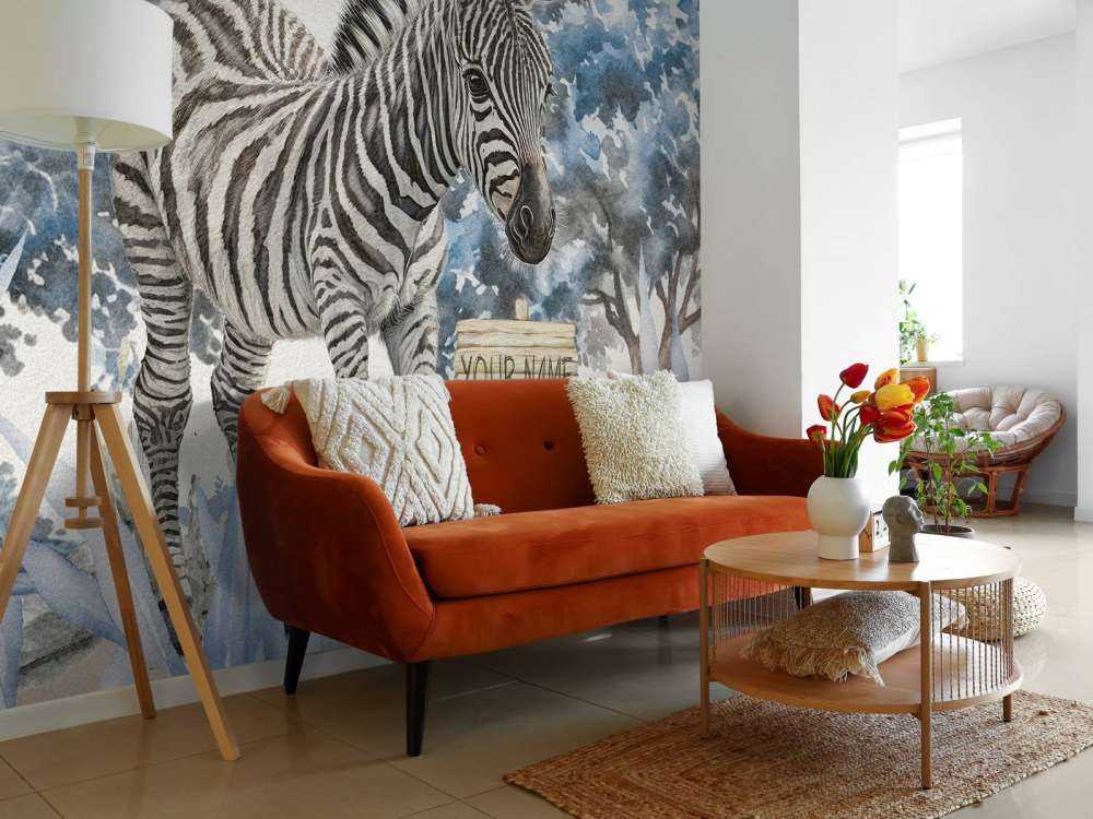 Junges Zebra in der Wildnis blau