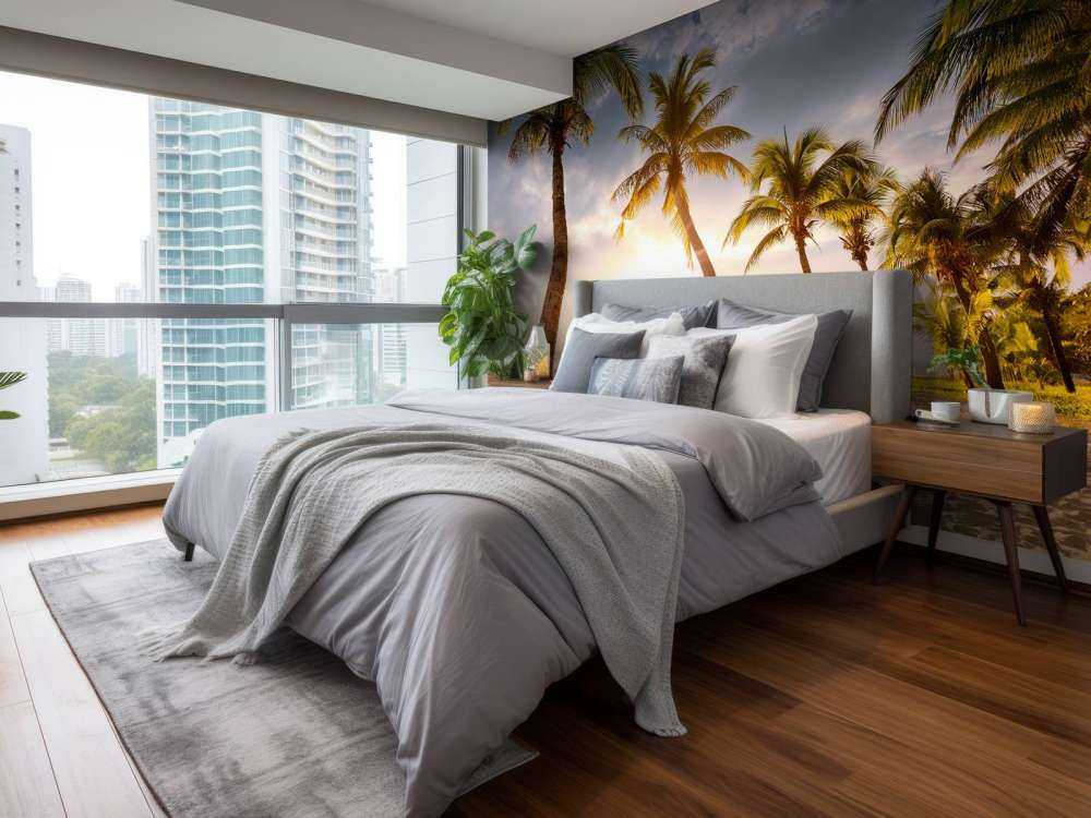 Kokosnusspalmen gegen Sonnenuntergang