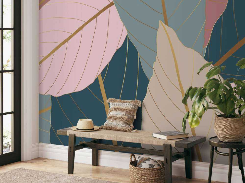 Tropische Blätter mit Gold