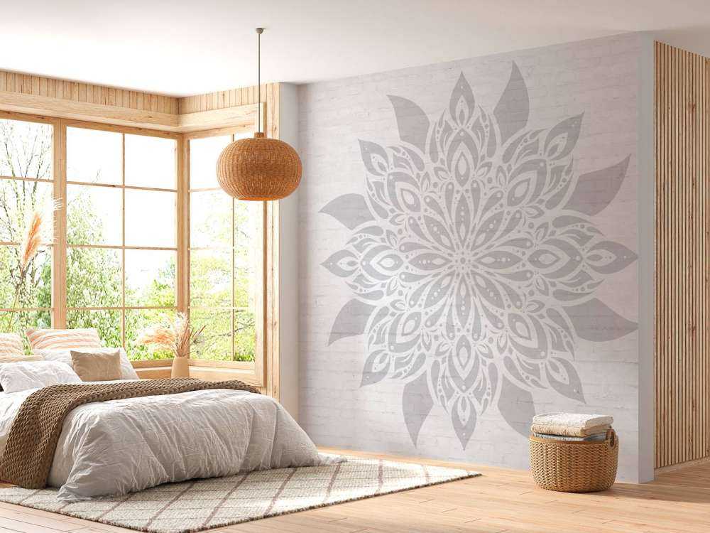 Weiches Grau Mandala Blume
