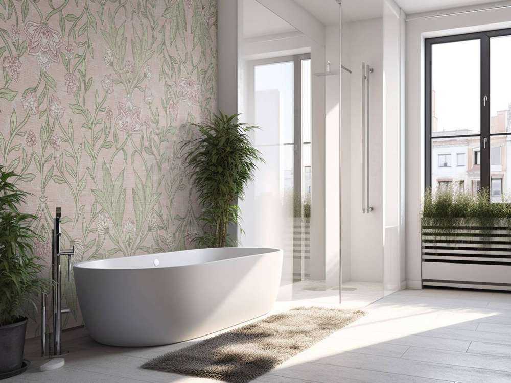 Morris Blumendamast - pastellrosa