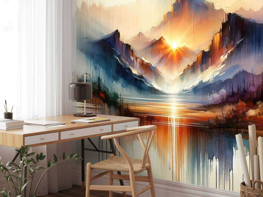 Aquarell Abstrakte Berglandschaft