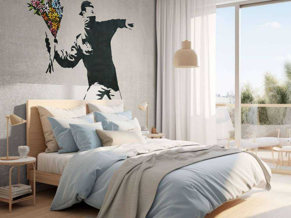 Banksy - Flower thrower, soft concrete