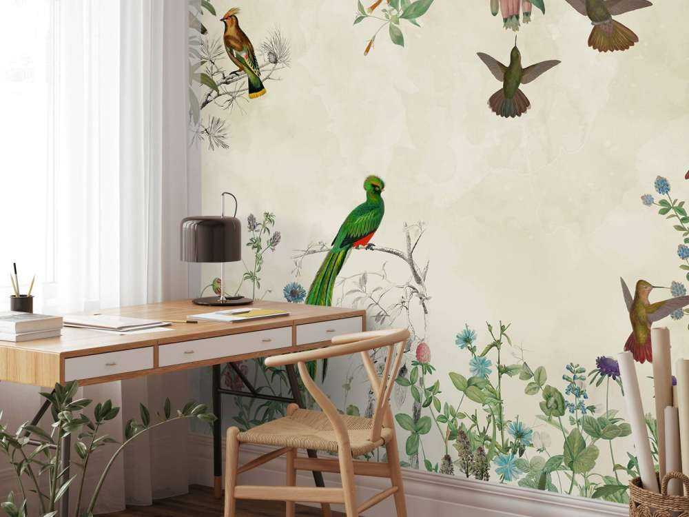 Felder bunter Vögel