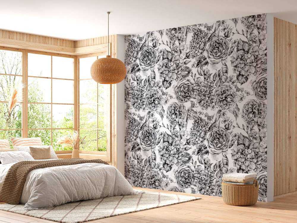 Schwarz-Weißer Blumengarten