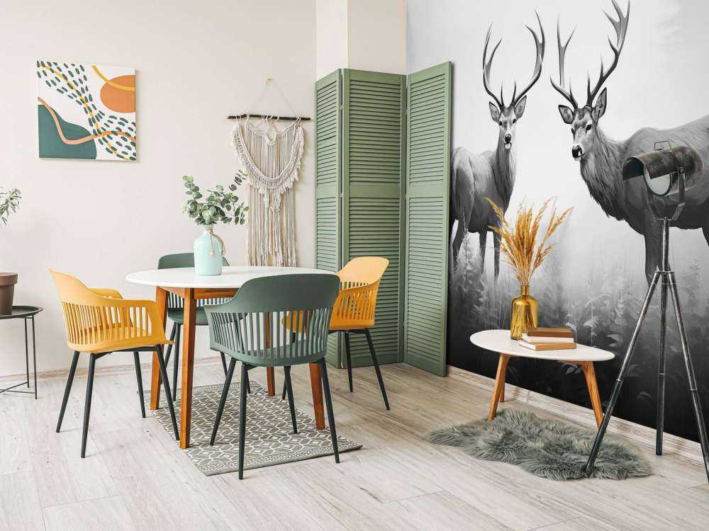 Nebliger Wald Hirsch Symmetrie