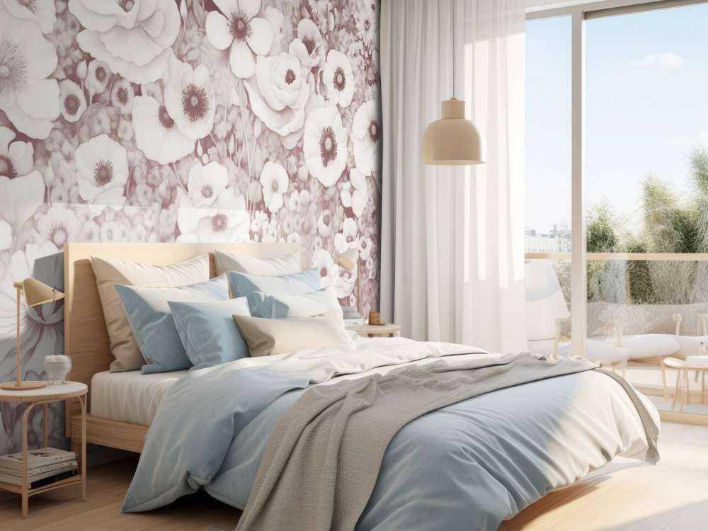 Mohnmärchen Monochrom Bordeaux