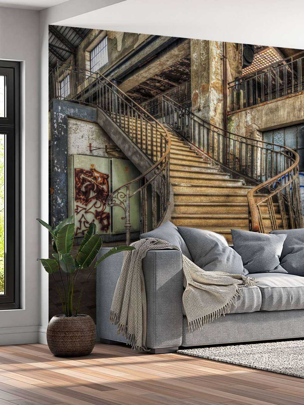 Eine verfallene treppe