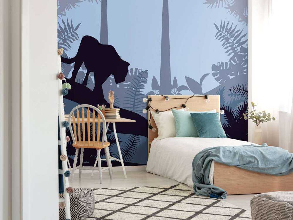 Leopard in einem blauen Dschungel