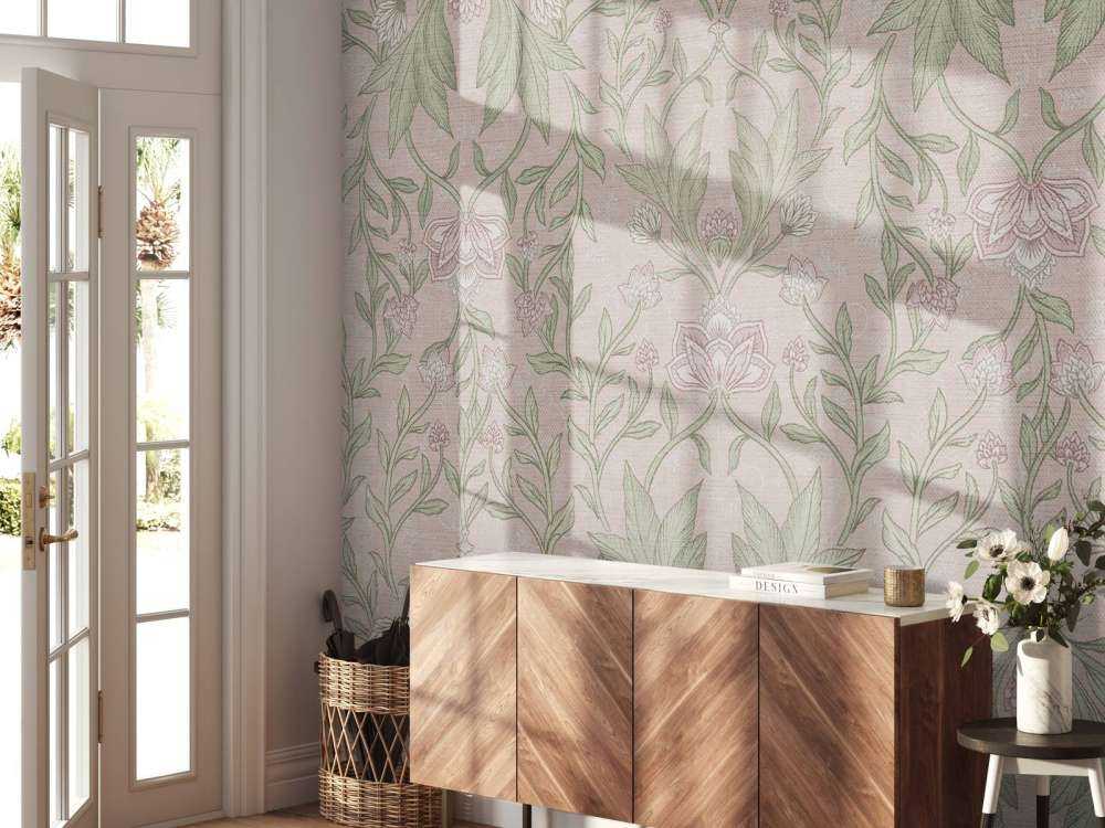 Morris Blumendamast - pastellrosa