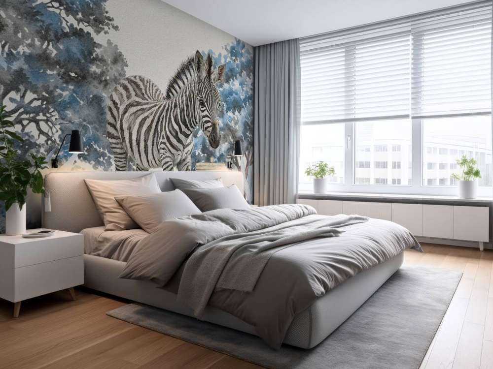 Junges Zebra in der Wildnis blau