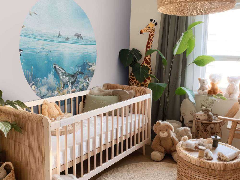 Ozeanlandschaft mit Tieren in Farbe