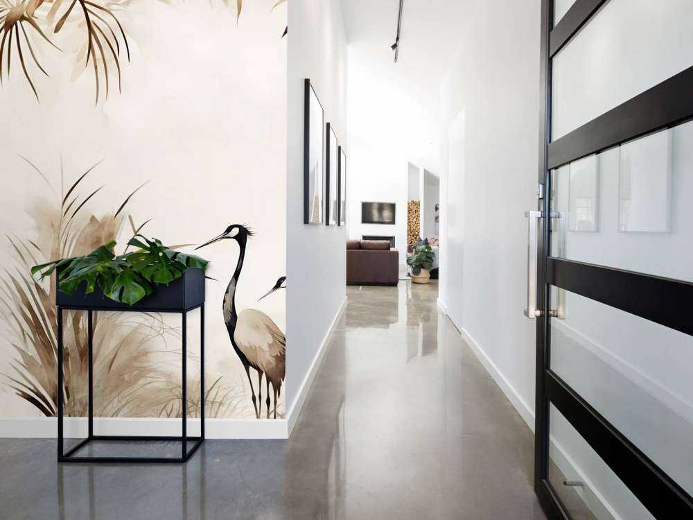 Kräne im Feld Taupe