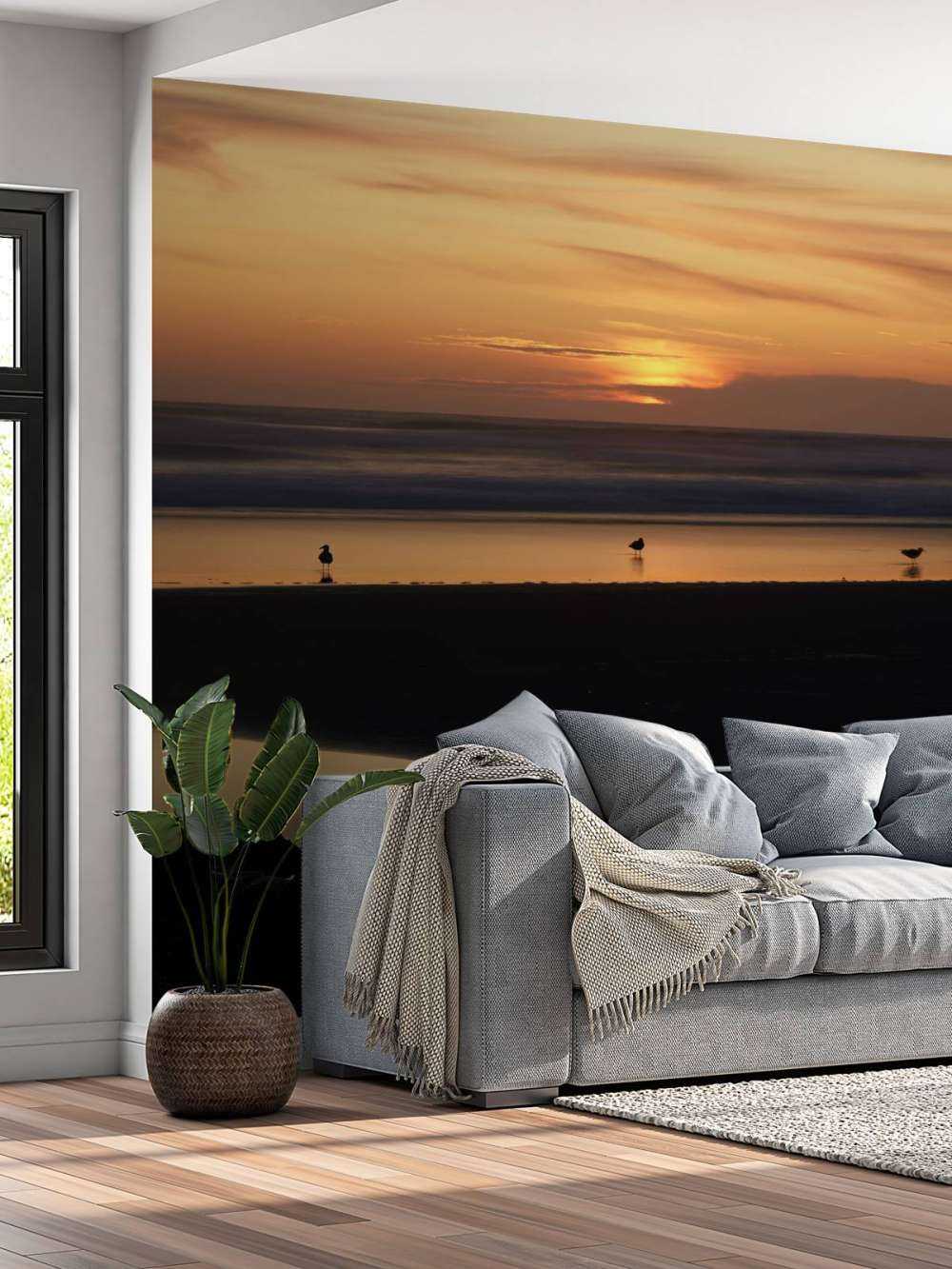 Vögel bei Sonnenuntergang