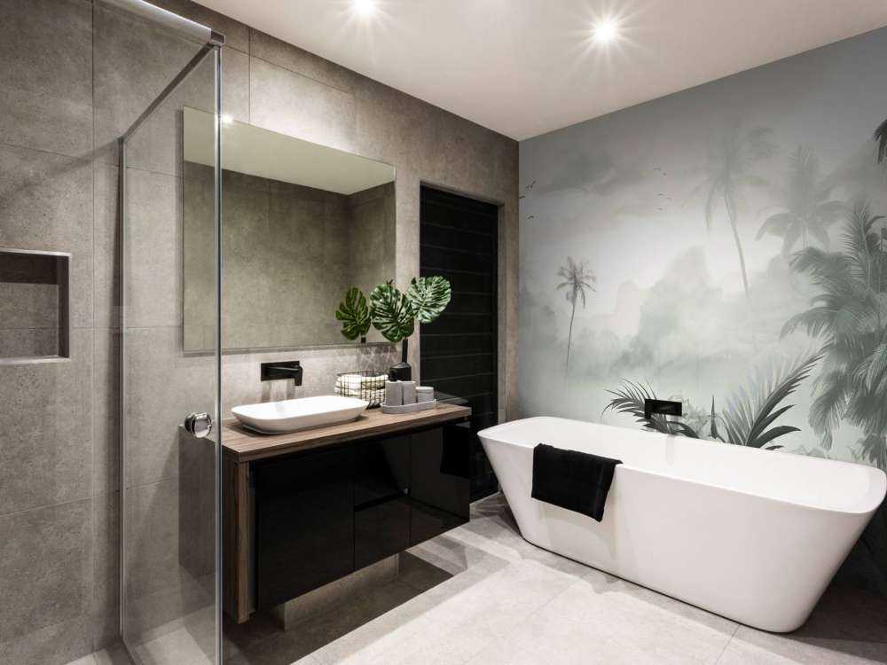 Nebelige Palmenhorizont