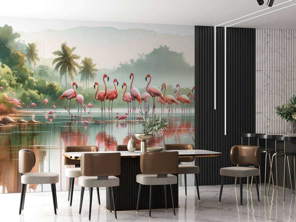 Morgendliche Reflexionen der Flamingos