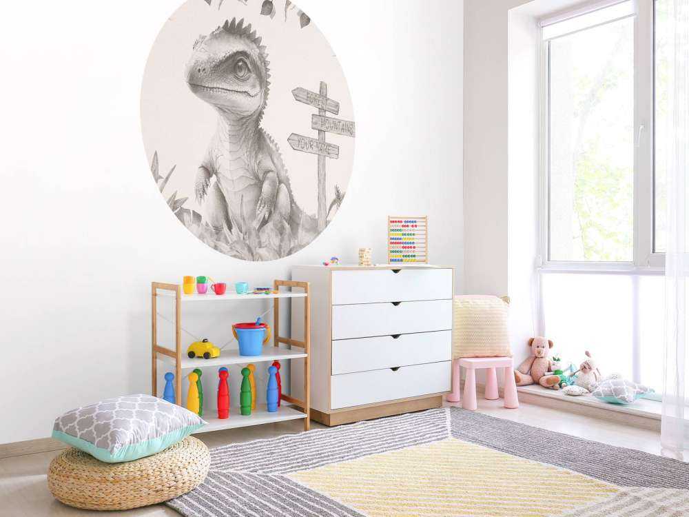 Baby-Spinosaurus im beigefarbenen Dschungel