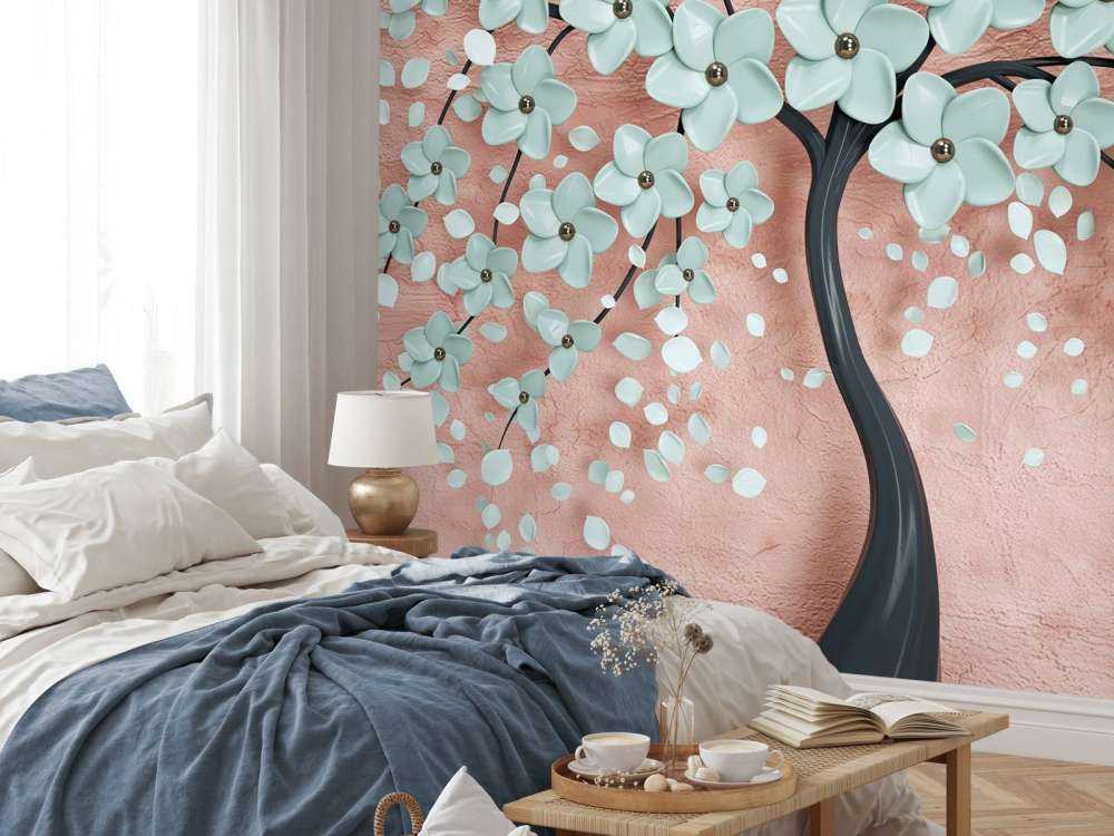 Schwarzer Fantasiebaum mit Minzblüten