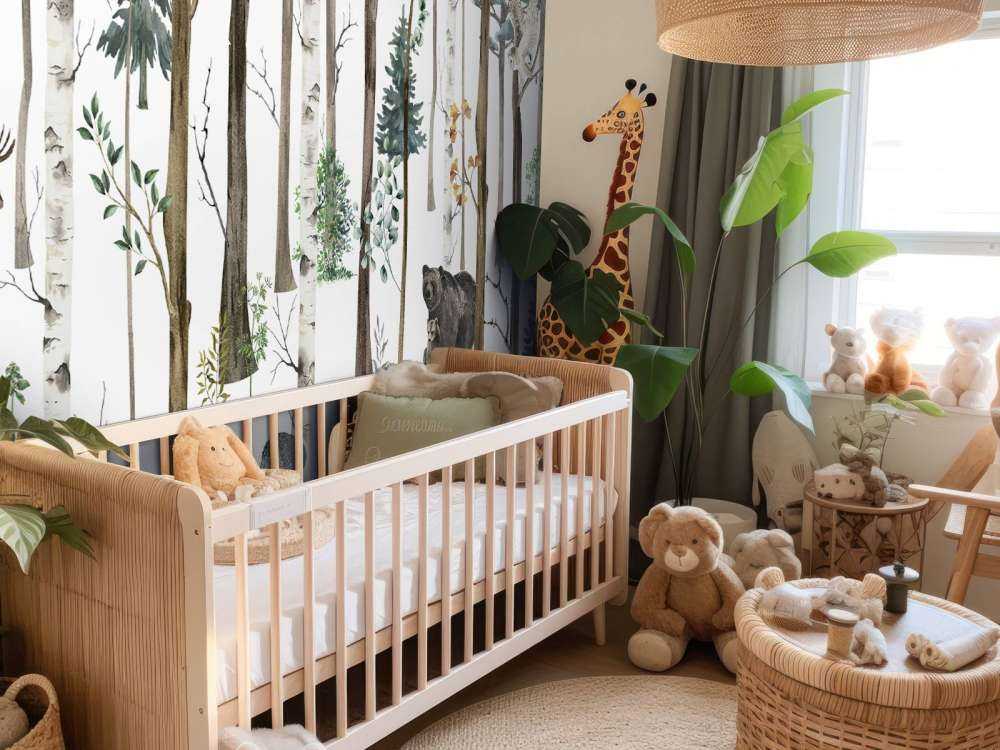 Gezeichneter Wald mit Herbsttieren