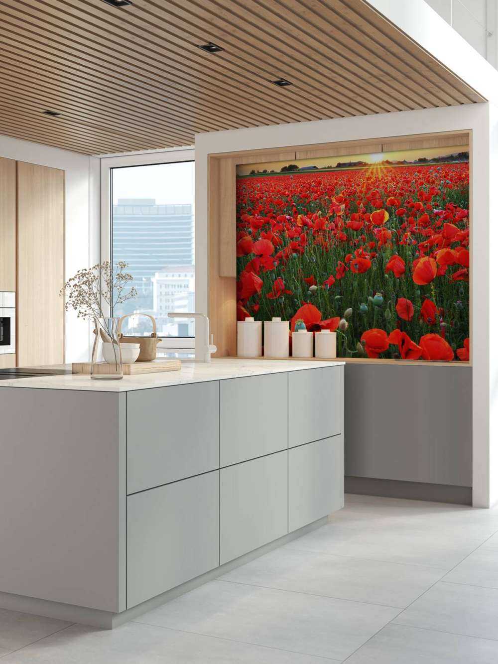 Mohnblumen bei Sonnenuntergang