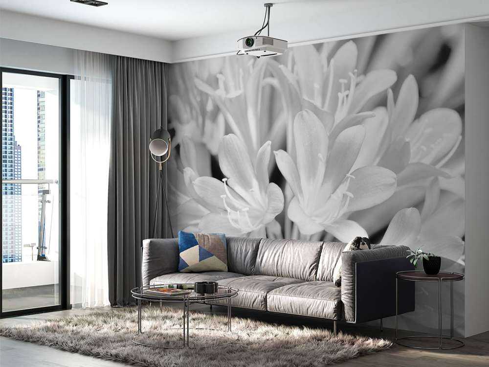 Blühende Blumen, schwarz und weiß