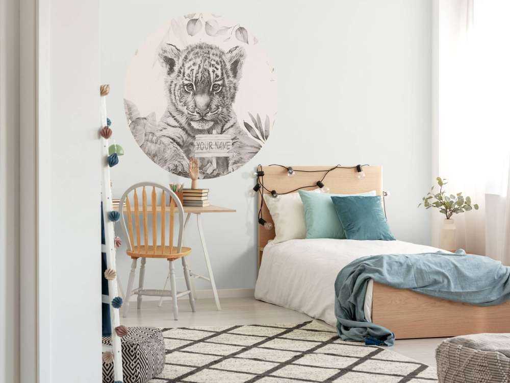 Niedlicher Tiger mit Pflanzen beige