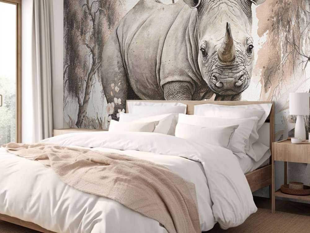 Baby-Nashorn in der Savanne taupe