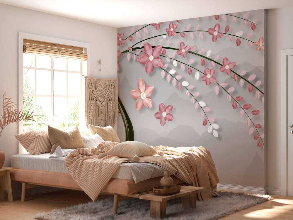3D-Baum mit rosa Blumen