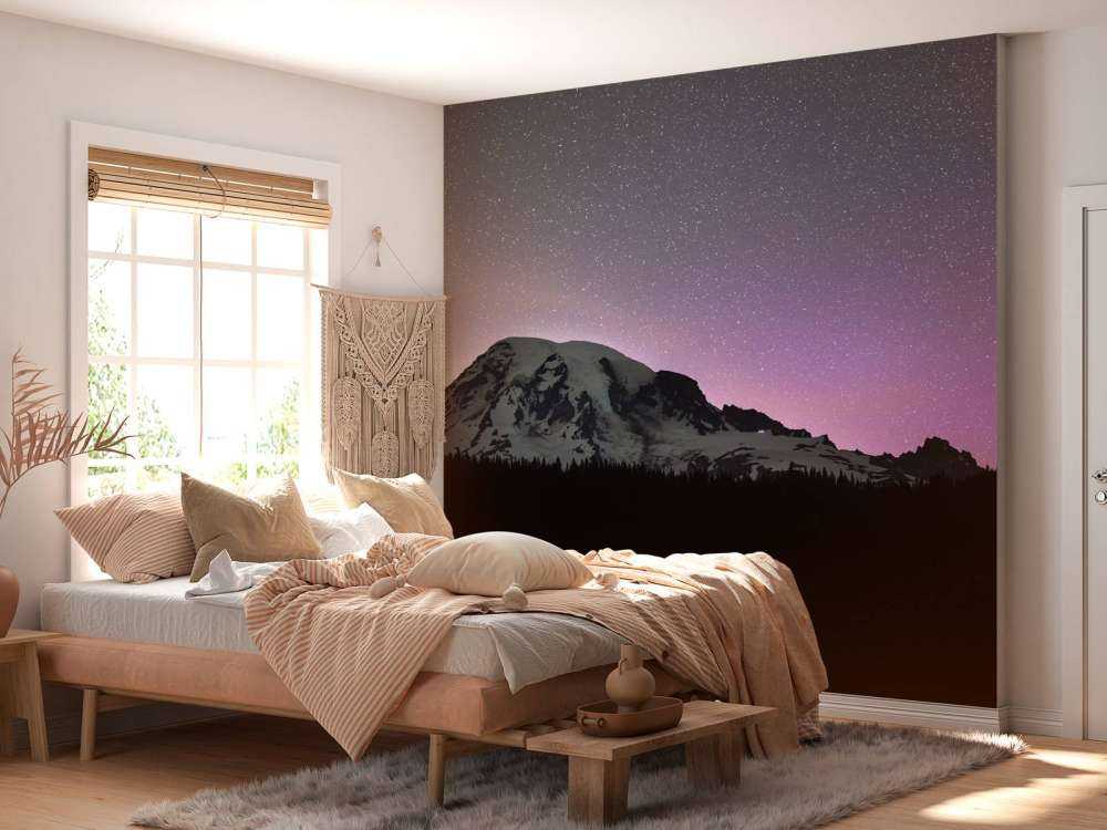 Mount Rainier mit Nordlicht