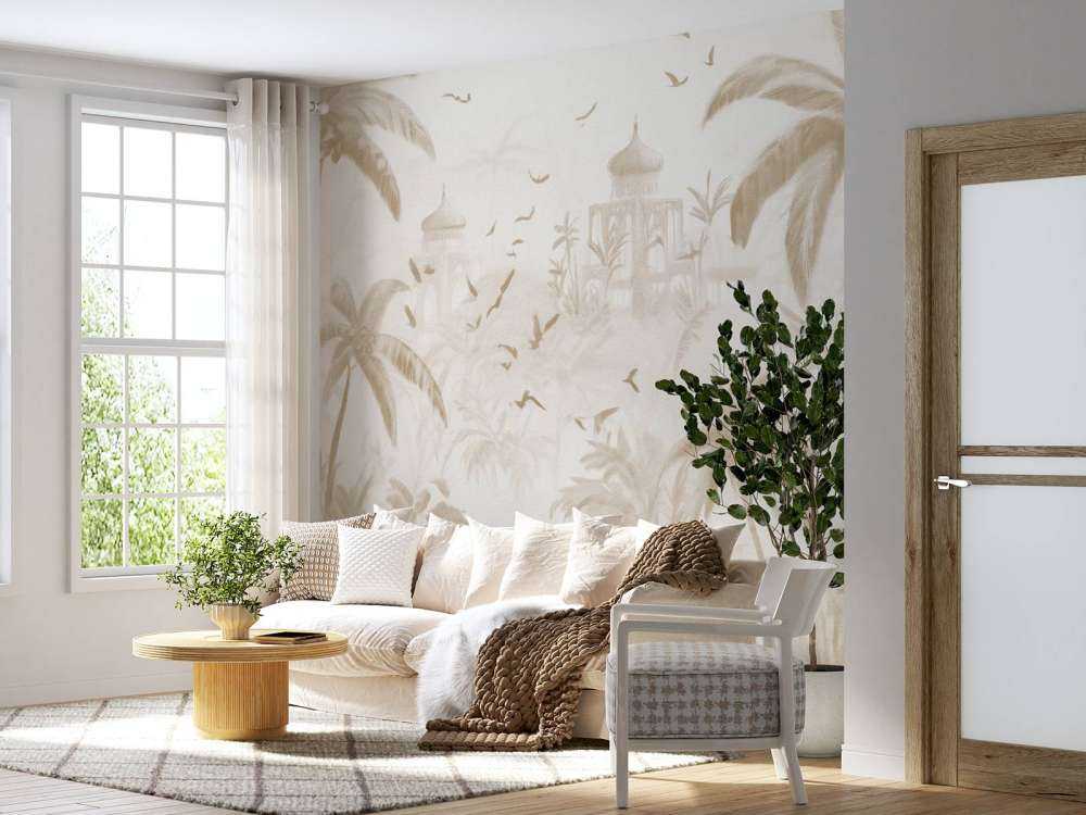 Orientalischer Garten bei Tagesanbruch, taupe