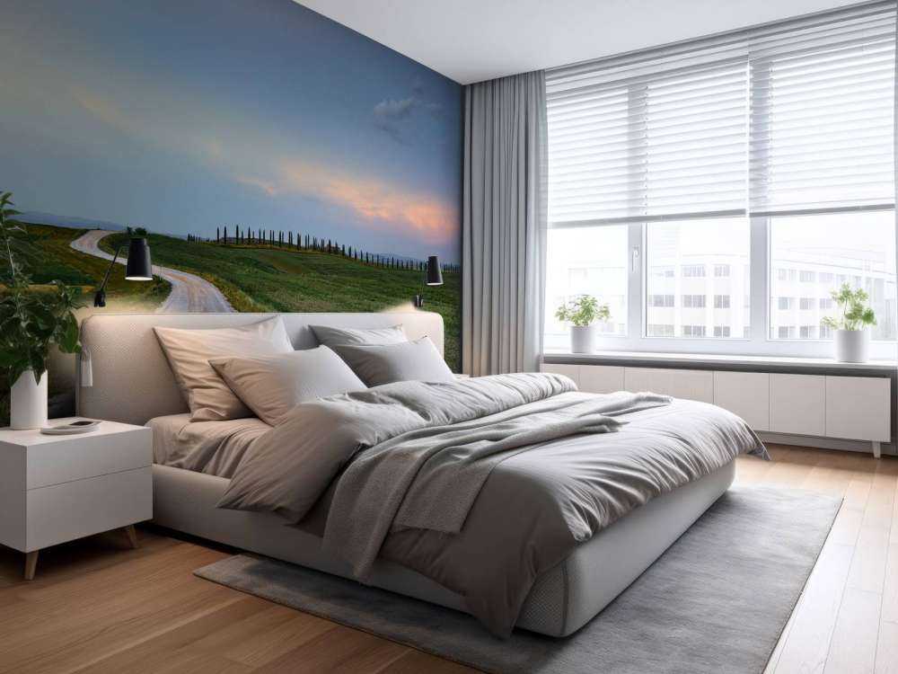 Straße durch italienische Landschaft