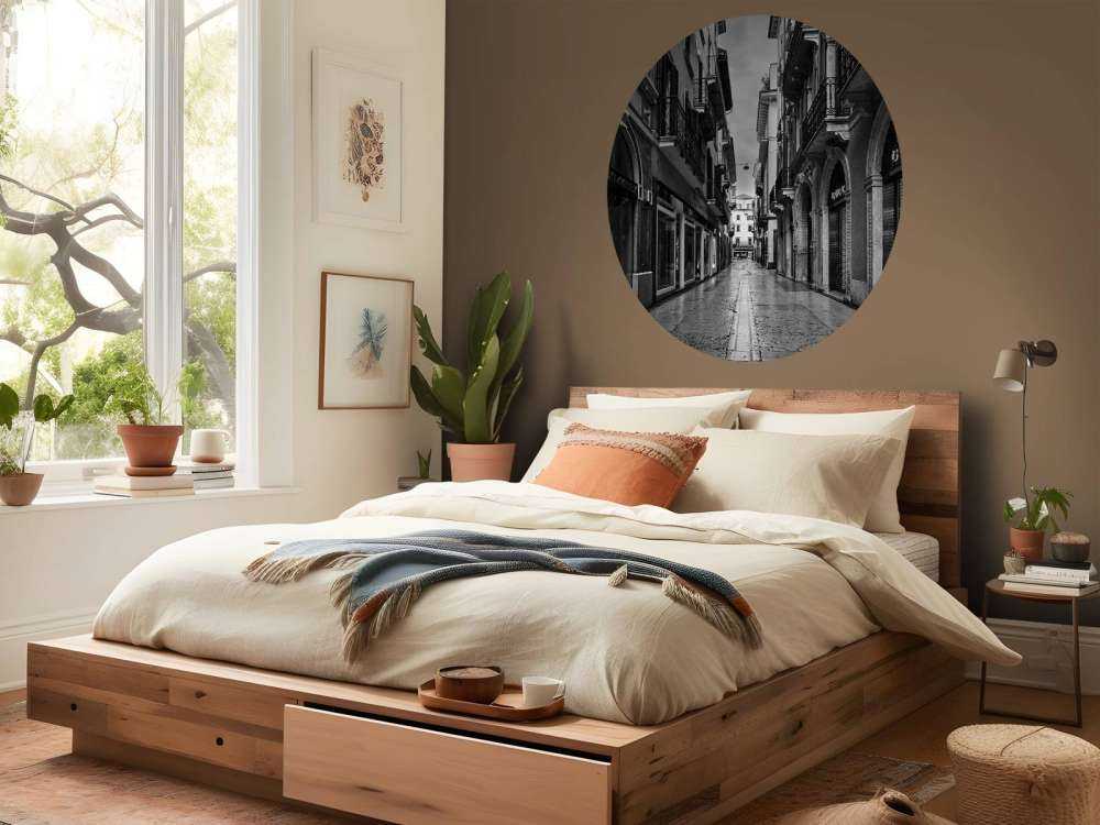 Einkaufsstraße in Schwarz und Weiß