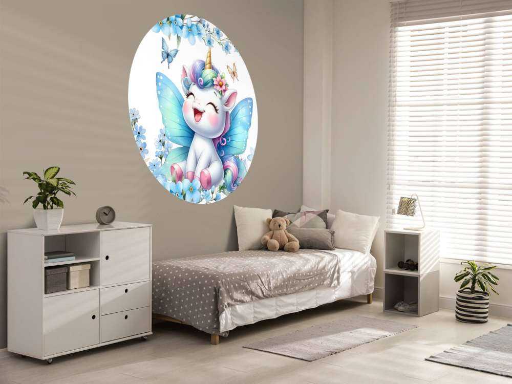 Fröhliche Feen Einhorn und Blumen