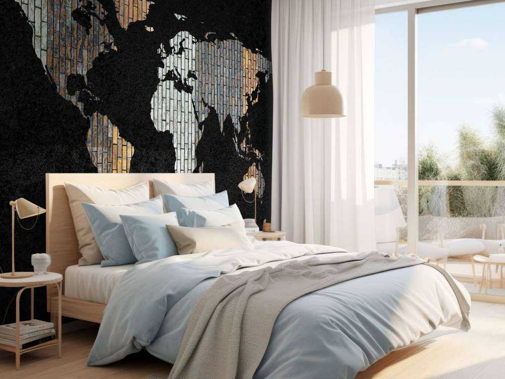 Weltkarte mit vertikalen Steinen