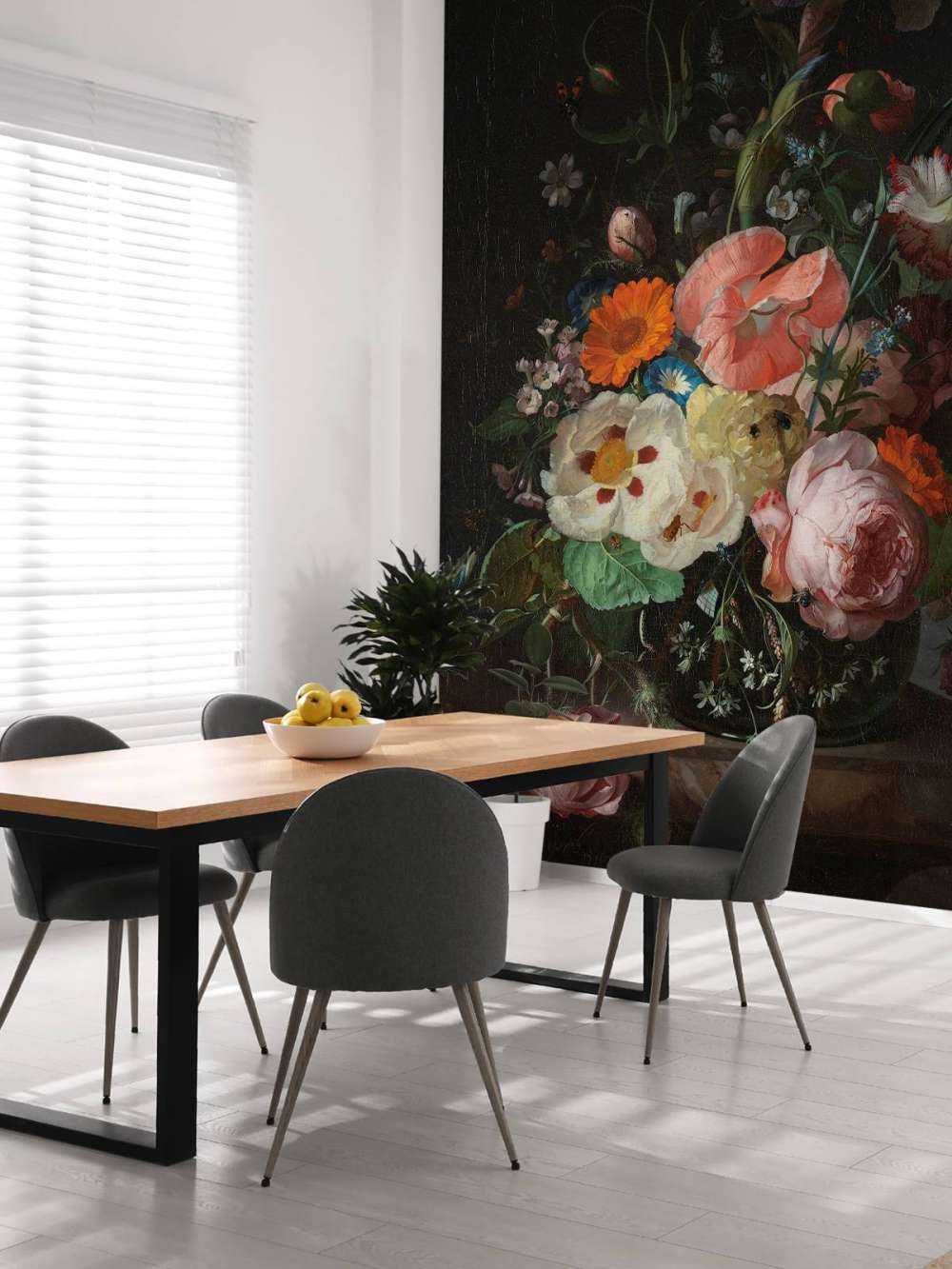 Stillleben mit Blumen auf einer Marmor Tischplatte