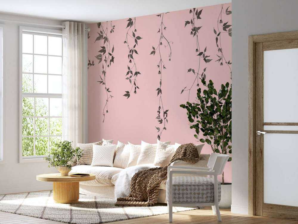 Clematiszweige auf rosa