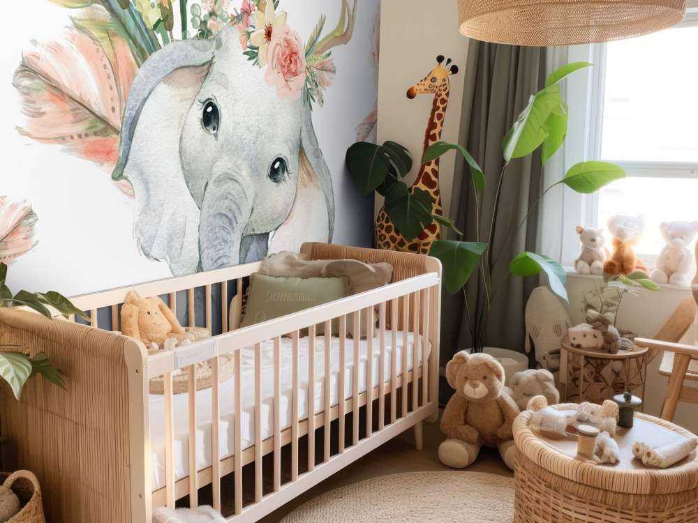 Elefantenbaby rosa Blumen