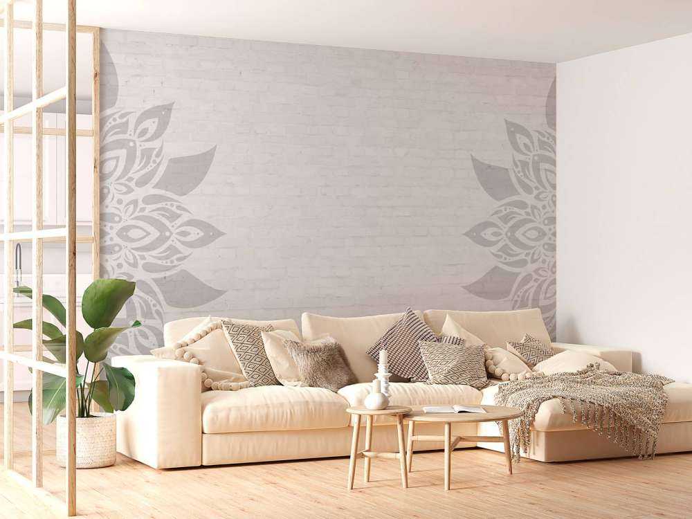 Grau Weiß Mandala Blüte