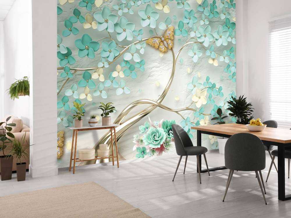 Goldene Fantasie Baum mit grünen Blumen