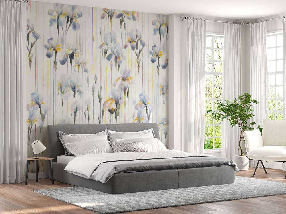 Iris und Streifen nahtlos blau