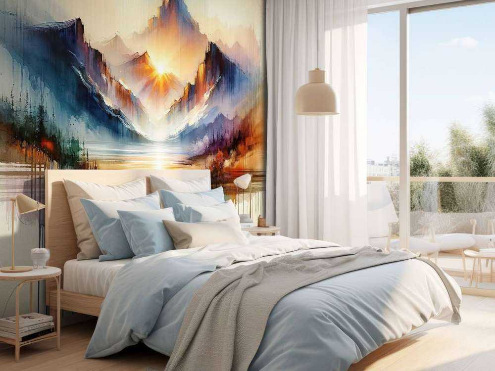 Aquarell Abstrakte Berglandschaft