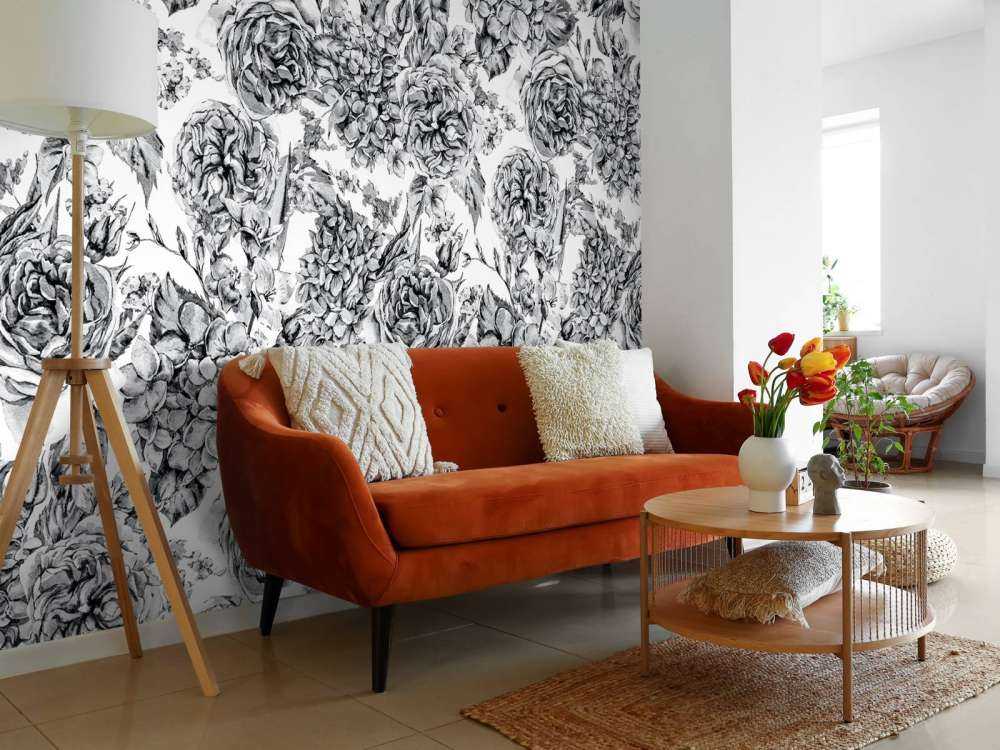 Schwarz-Weißer Blumengarten