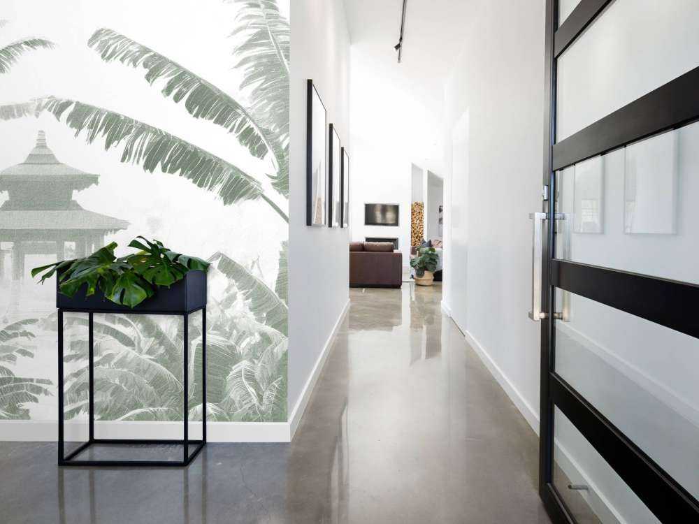 Nebeliger Tempelgarten, grün