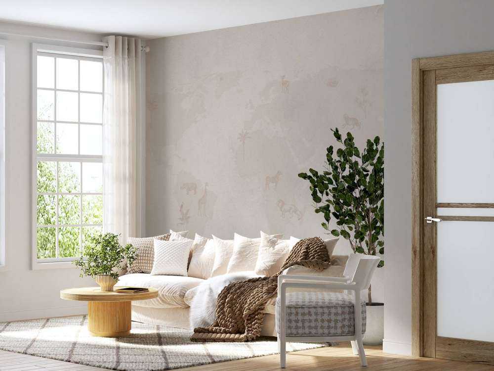 Weltkarte Skizze taupe