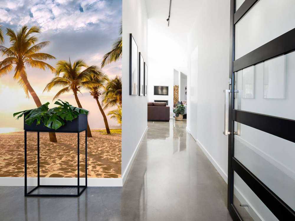 Kokosnusspalmen gegen Sonnenuntergang