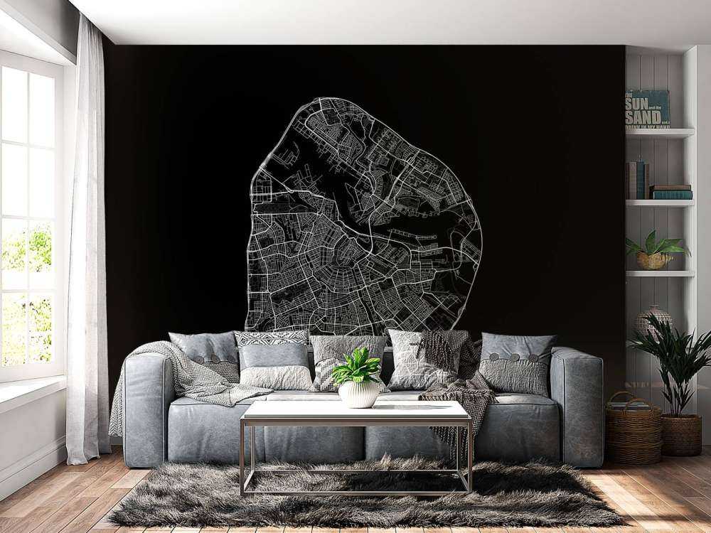Karte von Amsterdam, schwarz